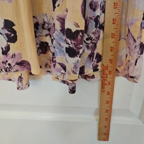 J. Jill Pintucked Bell Sleeve‎ Floral Purple Peach 3/4 Sleeve Tunic Top size Sm. - Picture 7 of 10